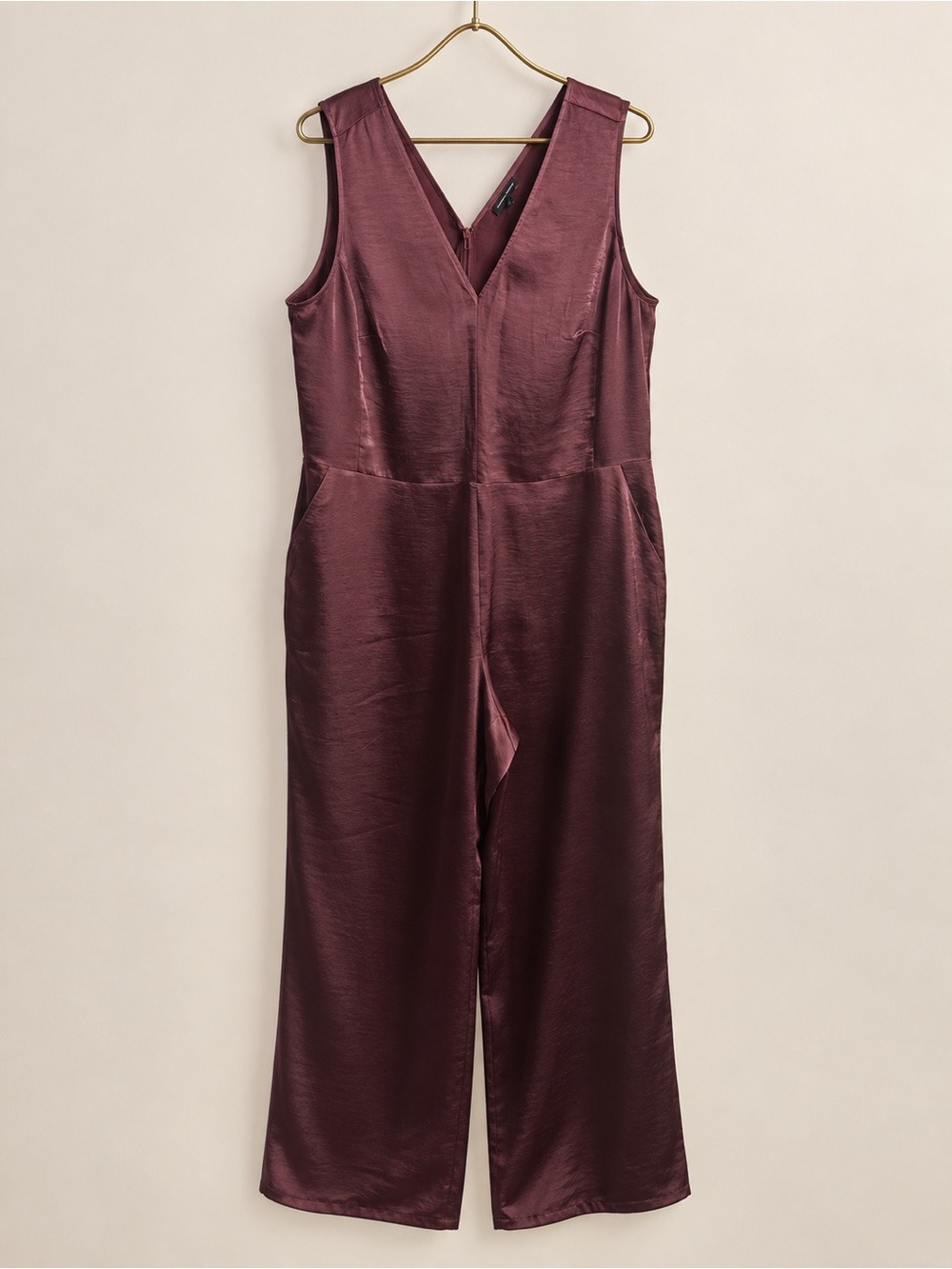 Universal Standard Luna Satin Jumpsuit Plum Small 14–16